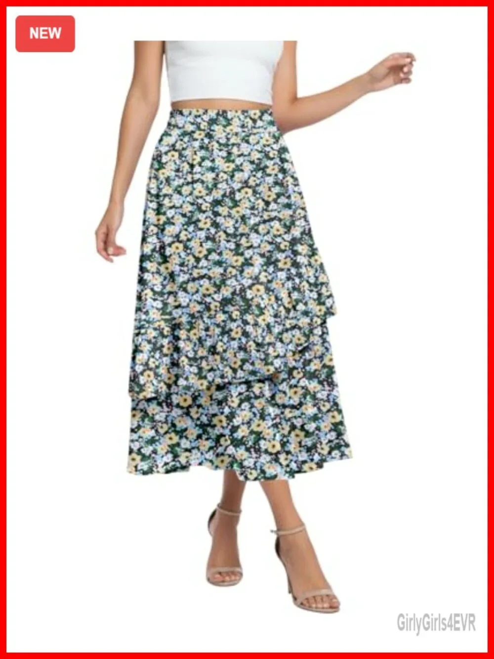 Womens Maxi Skirt with Pockets High Waisted Elastic Waist A-Line Long Summer